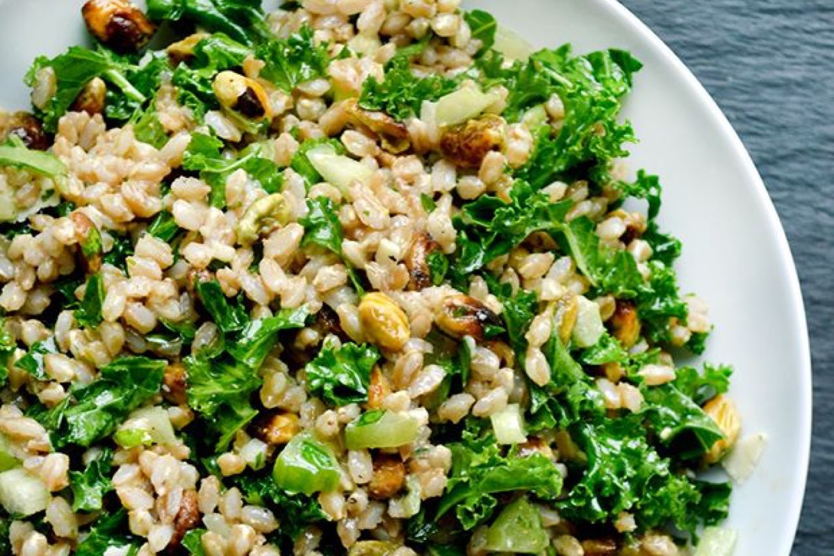 Kale & Farro Salad with Almonds & Pomegranate EATS Park City