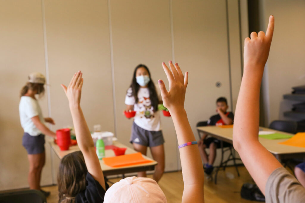 Raised hands, Homegrown EATS Camp at the Swaner EcoCenter